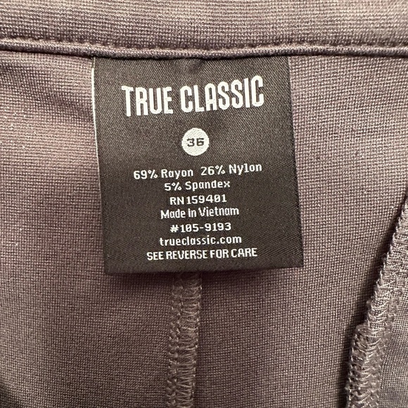 True Classic Carbon Commuter Trouser Pants Size 36x32 Chinos With Stretch - Picture 2 of 6